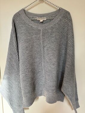 Michael Kors Grey Ribbed Cozy Pullover Sweater Size L
